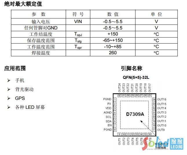 D7309便攜式設(shè)備 LED控制器 得倍電子{M